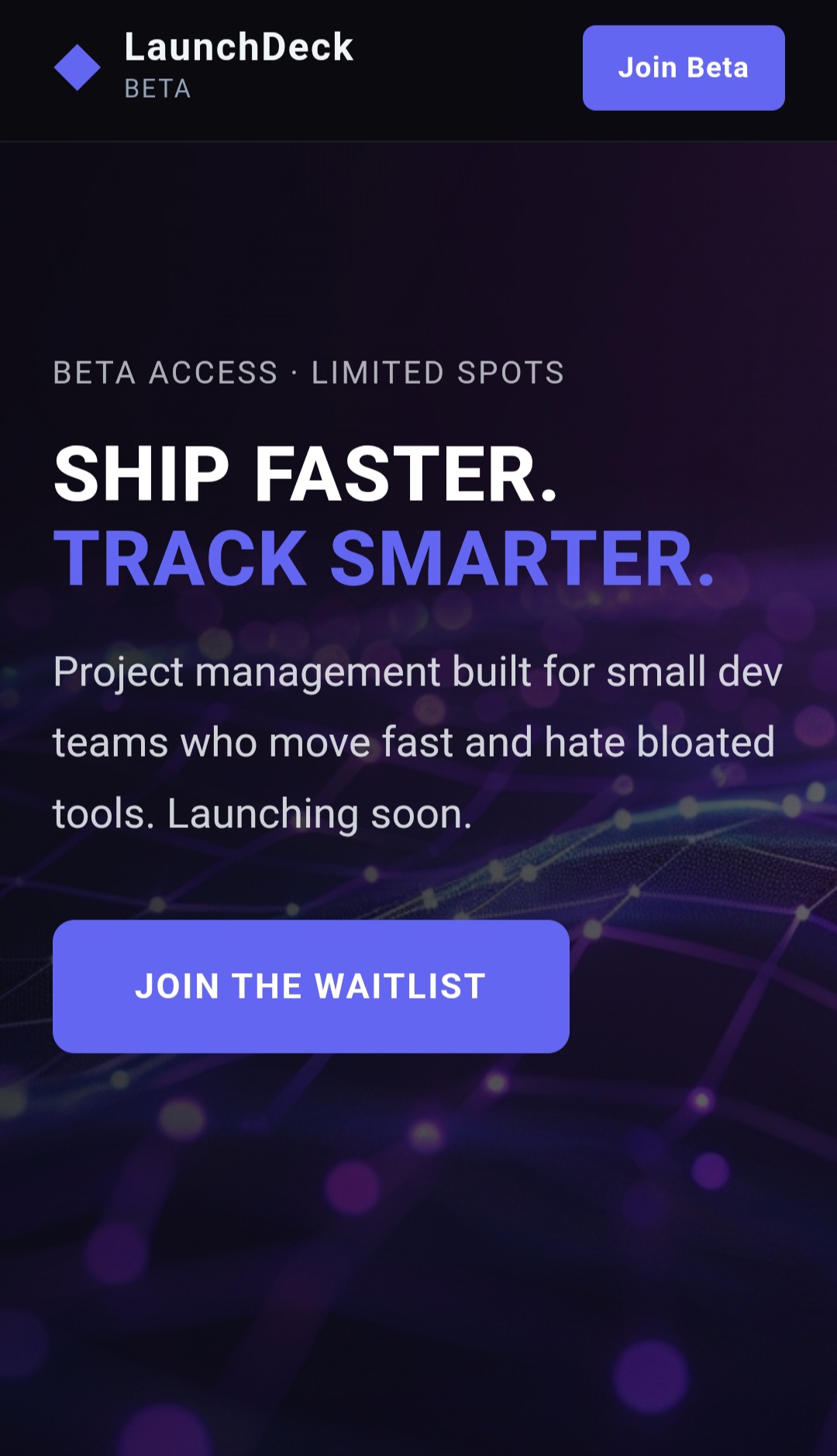 LaunchDeck SaaS landing page hero