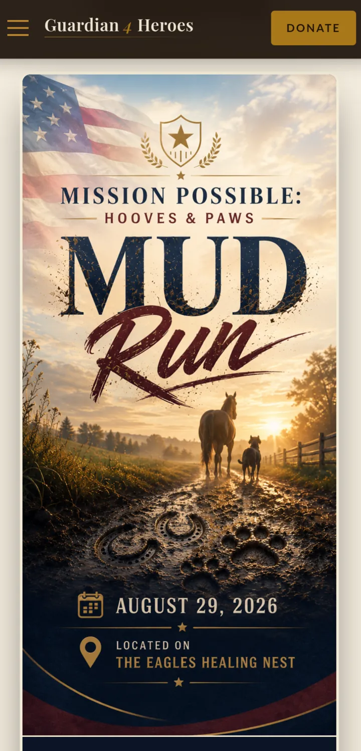 Guardian 4 Heroes: Mud Run event, mobile view