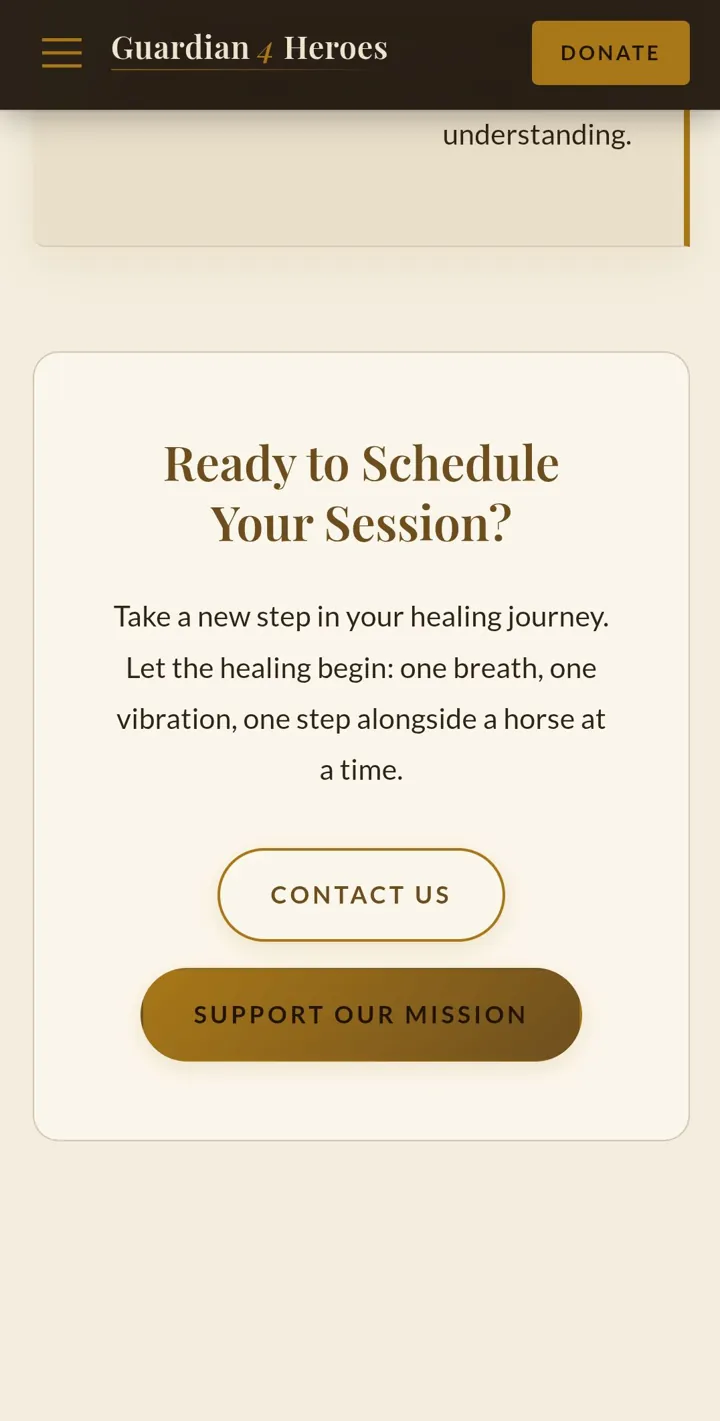 Guardian 4 Heroes: Schedule a session, mobile view