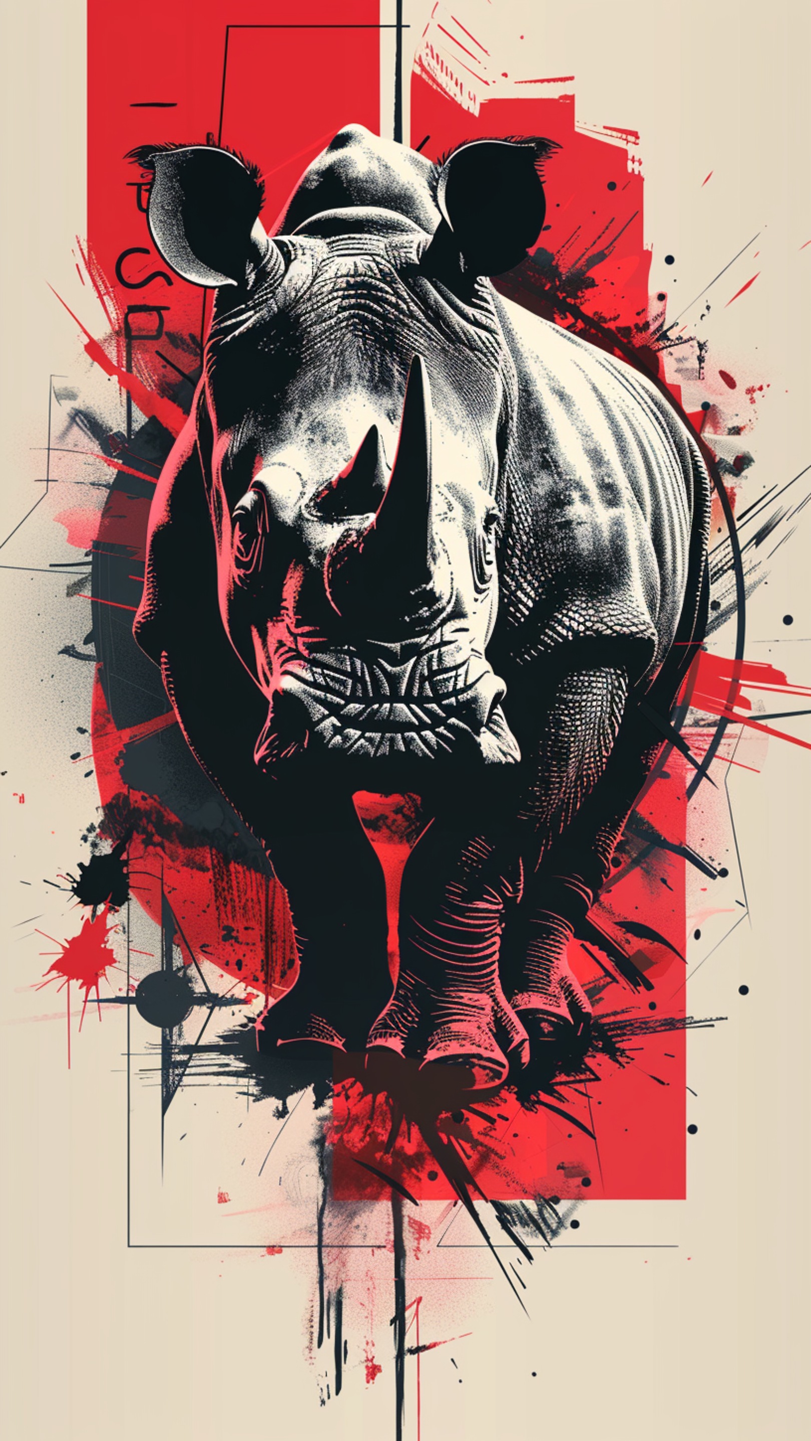 Digital wallpaper art - rhino 3